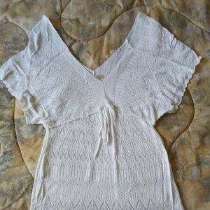 RW&Co. Bohemian White Knit Crochet Top